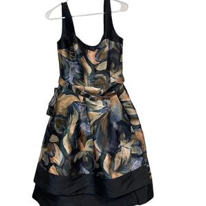 Kay Unger Dual Nature Knee Length Floral‎ Fit & Flare Midi Dress NWT Size 8